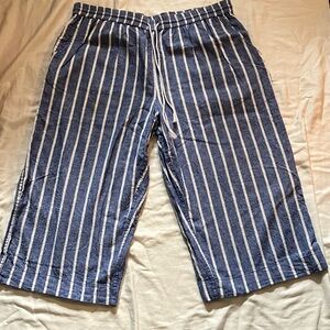 Striped Blue and White Capris